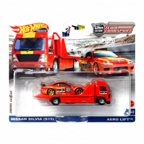 Машинка Premium Hot Wheels 2шт Nissan Silvia (S15) та Транспортер Aero Lift Team Transport 1:64 FLF56/HCR35 Red