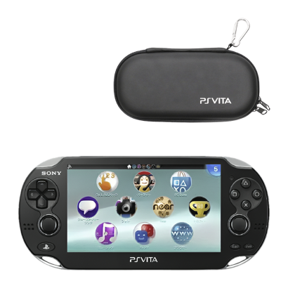 Набор Консоль Sony PlayStation Vita Модифицированная 64GB Black + 5 Встроенных Игр Б/У  + Чехол Твердый RMC Новый - Retromagaz