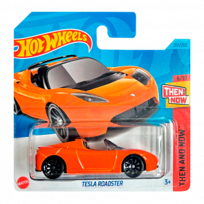 Машинка Базовая Hot Wheels Tesla Roadster Then and Now 1:64 HKJ44 Orange