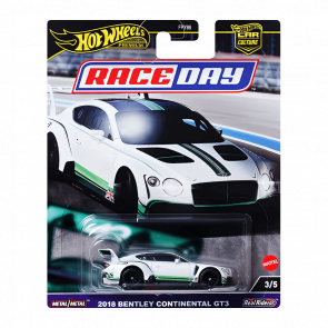 Машинка Premium Hot Wheels 2018 Bentley Continental GT3 Race Day 1:64 HRV93 White - Retromagaz