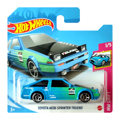 Машинка Базова Hot Wheels Toyota AE86 Sprinter Trueno Falken Drift 1:64 GTB26 Blue - Retromagaz