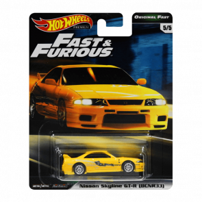 Машинка Premium Hot Wheels Nissan Skyline GT-R (BCNR33) Fast & Furious 1:64 GBW83 Yellow