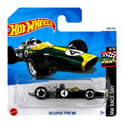 Машинка Базова Hot Wheels '67 Lotus Type 49 Race Day 1:64 HTD99 Green - Retromagaz