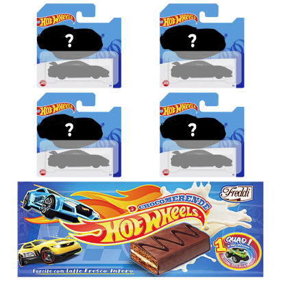 Набор Пирожные Freddi Chocomerende Hot Wheels 9 Pieces и Машинка 270g  + Машинка Базовая в Ассортименте 4шт - Retromagaz