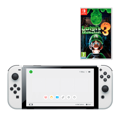 Набор Консоль Nintendo Switch OLED Model HEG-001 64GB White Новый + Игра Luigi's Mansion 3 Английская Версия - Retromagaz