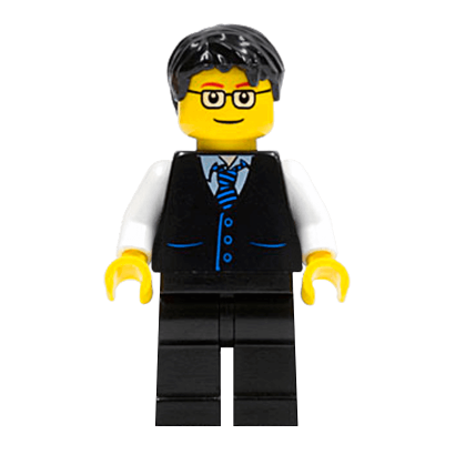 Фигурка Lego People 973pb0321 Black Vest with Blue Striped Tie City twn052 Б/У - Retromagaz