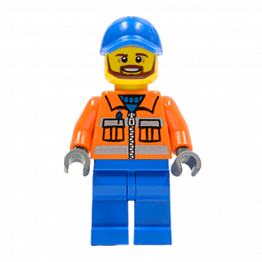 Фігурка Lego Construction 973pb0263 Worker Orange Zipper Safety Stripes City twn231 Б/У