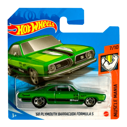 Машинка Базовая Hot Wheels '68 Plymouth Barracuda Formula S Muscle Mania 1:64 GTB47 Green - Retromagaz