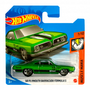 Машинка Базовая Hot Wheels '68 Plymouth Barracuda Formula S Muscle Mania 1:64 GTB47 Green