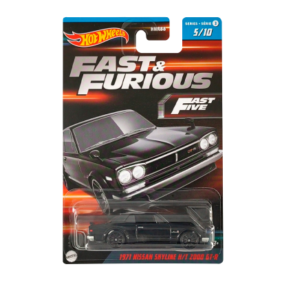 Тематична Машинка Hot Wheels 1971 Nissan Skyline H/T 2000 GT-R Fast & Furious 1:64 HNR88/HNT15 Black - Retromagaz