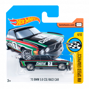 Машинка Базовая Hot Wheels '73 BMW 3.0 CSL Race Car Speed Graphics 1:64 DTX60 Black - Retromagaz