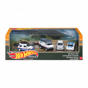 Машинка Premium Hot Wheels 4шт MG Metro 6R4 / Lancia Delta / Ford RS200 / HW Rally Hauler Group B Diorama 1:64 HKC18 White