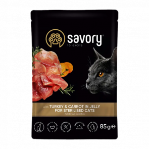 Влажный Корм для Кошек Cтерилизованных Savory Индейка и Морковь 85g