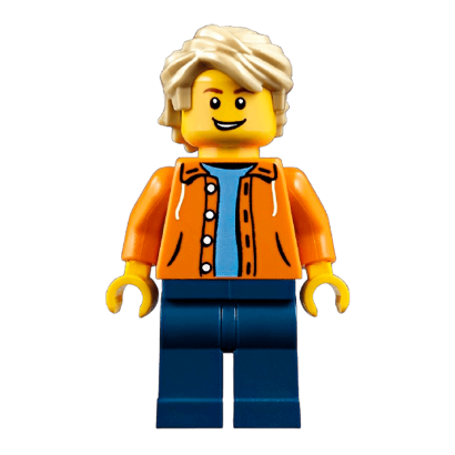 Фигурка Lego People 973pb0906 Orange Jacket with Hood City twn305 Б/У - Retromagaz