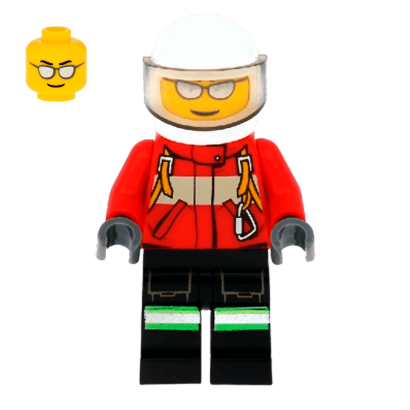 Фігурка Lego Fire 973pb1010 Pilot Male Red Fire Suit with Carabiner City cty0349 Б/У - Retromagaz