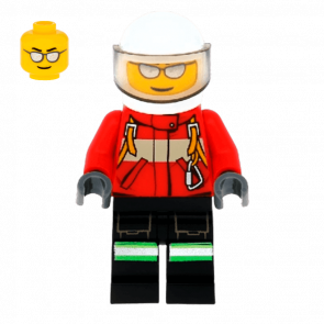 Фигурка Lego Fire 973pb1010 Pilot Male Red Fire Suit with Carabiner City cty0349 Б/У - Retromagaz