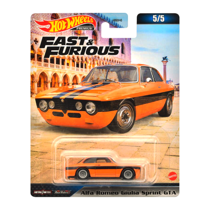 Машинка Premium Hot Wheels Alfa Romeo Giulia Sprint GTA Fast & Furious 1:64 HNW46/HKD29 Orange - Retromagaz