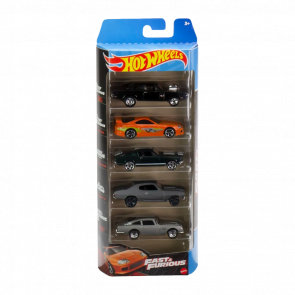 Машинка Базовая Hot Wheels 5шт Dodge Charger / Toyota Supra / Mustang / Chevelle SS / Aston Martin Fast & Furious 1:64 HLY70 HND08 Orange - Retromagaz