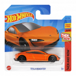 Машинка Базовая Hot Wheels Tesla Roadster Then and Now 1:64 HKJ47 Orange