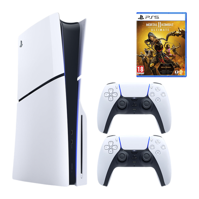 Набір Консоль Sony PlayStation 5 Slim Blu-ray 1TB White Новий  + Геймпад Бездротовий DualSense + Гра Mortal Kombat 11 Ultimate Edition Російські Субтитри - Retromagaz