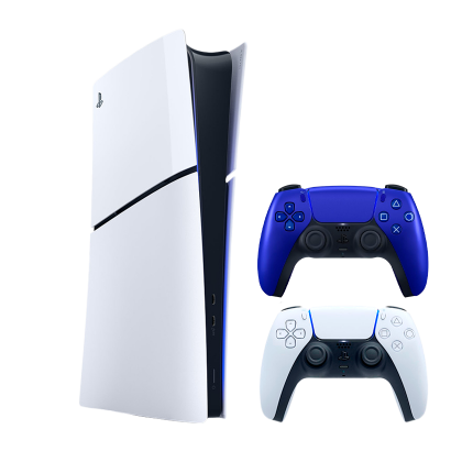 Набор Консоль Sony PlayStation 5 Slim Digital Edition 1TB White Новый + Геймпад Беспроводной DualSense Cobalt Blue - Retromagaz