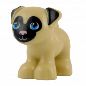 Фігурка Lego Земля Dog Friends Pug with Black Face and Ears Bright Pink Nose and Dark Azure Eyes Animals 24111pb01 6133256 Tan Б/У