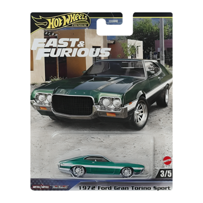 Машинка Premium Hot Wheels 1972 Ford Gran Torino Sport Fast & Furious 1:64 HYP72 Green - Retromagaz