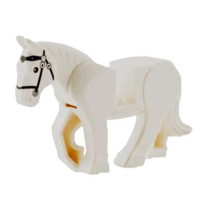 Фигурка Lego Земля Horse Movable Legs with Black Eyes White Pupils and Black Bridle Animals 10352c01pb04 1 6036454 White Б/У - Retromagaz