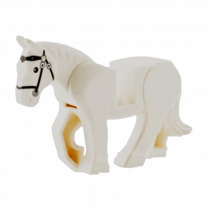 Фигурка Lego Земля Horse Movable Legs with Black Eyes White Pupils and Black Bridle Animals 10352c01pb04 1 6036454 White Б/У - Retromagaz