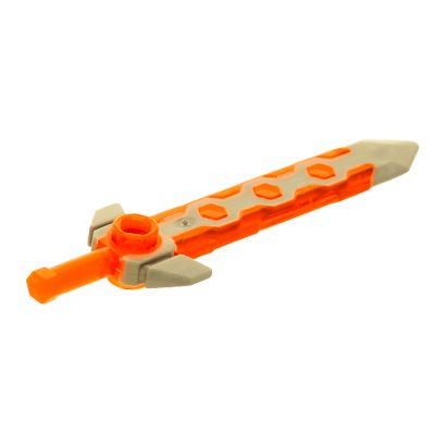 Оружие Lego Меч Long with Flat Silver Tip 24108pb01 6131162 Trans-Neon Orange Б/У - Retromagaz