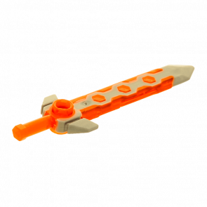 Оружие Lego Меч Long with Flat Silver Tip 24108pb01 6131162 Trans-Neon Orange Б/У - Retromagaz