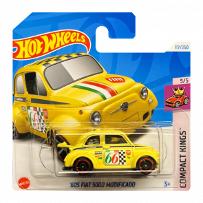 Машинка Базова Hot Wheels '60s Fiat 500D Modificado Compact Kings 1:64 HTC20 Yellow - Retromagaz