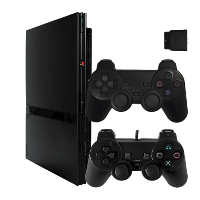 Набор Консоль Sony PlayStation 2 Slim SCPH-7xxx Chip Black Б/У  + Геймпад Беспроводной RMC Новый - Retromagaz