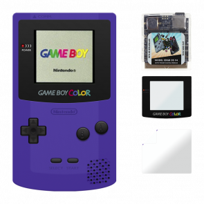 Набір Консоль Nintendo Game Boy Color Purple Б/У  + Скло Консолі RMC Trans Clear Новий + Флеш Картридж Everdrive EDGB OS V4 Англійська Версія Новий + Захисна Плівка RMC Trans Clear Новий - Retromagaz