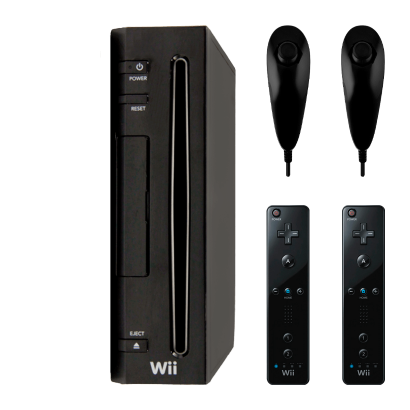 Набор Консоль Nintendo Wii RVL-001 Europe 512MB Black Без Геймпада Б/У  + Контроллер Проводной Nunchuk + Беспроводной Remote - Retromagaz