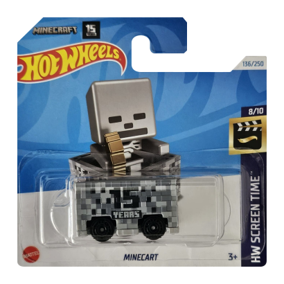 Машинка Базова Hot Wheels Minecraft Minecart Screen Time 1:64 HTB38 Grey - Retromagaz