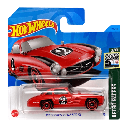 Машинка Базовая Hot Wheels Mercedes-Benz 300 SL Retro Racers 1:64 HKH02 Red - Retromagaz