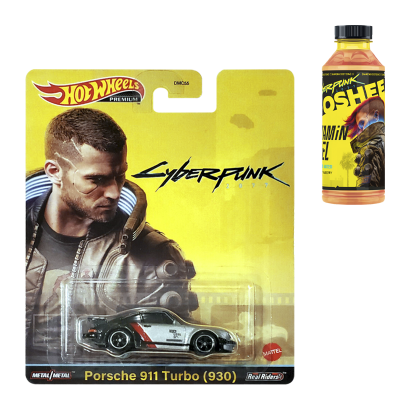 Набор Машинка Premium Hot Wheels Cyberpunk 2077 Porsche 911 HCP04 + Напиток Vitamin Fuel Peach & Strawberry - Retromagaz