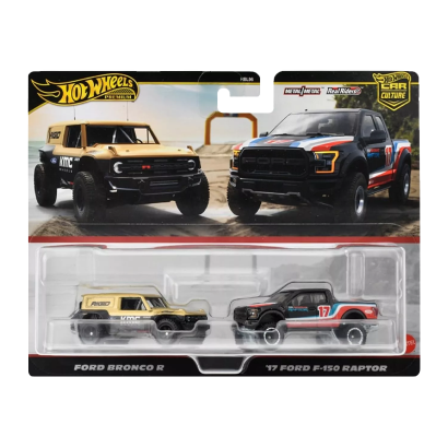 Машинка Premium Hot Wheels 2шт Ford Bronco R / F-150 Raptor 2-Packs 1:64 HRR77 Gold - Retromagaz