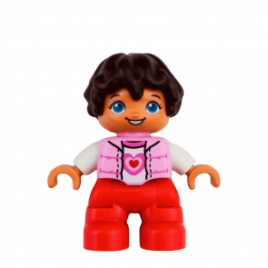 Фігурка Lego Girl Red Legs Bright Pink Top Duplo 47205pb057 Б/У