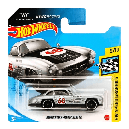 Машинка Базовая Hot Wheels IWC Schaffhausen Mercedes-Benz 300 SL Speed Graphics 1:64 GRY47 Silver - Retromagaz