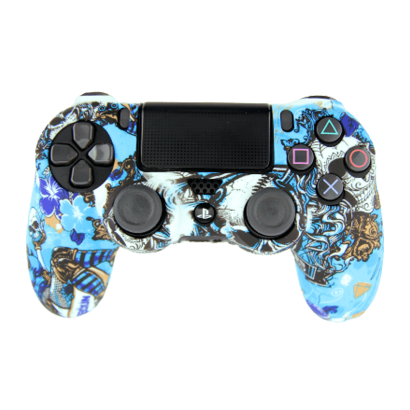 Чехол Силиконовый RMC PlayStation 4 Skulls Blue Новый - Retromagaz