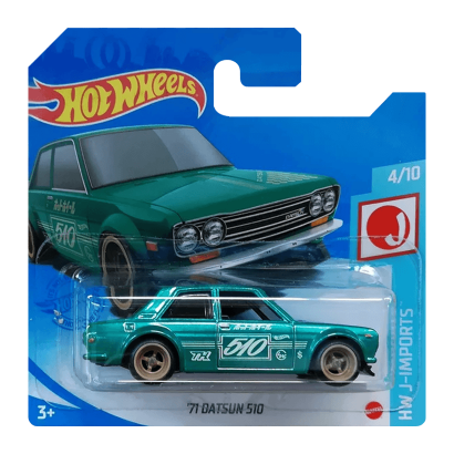 Машинка Базовая Hot Wheels '71 Datsun 510 Super Treasure Hunt STH J-Imports 1:64 GTD04 Green - Retromagaz