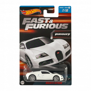 Тематическая Машинка Hot Wheels Bugatti Veyron Fast & Furious 1:64 HNR88/HNT17 White