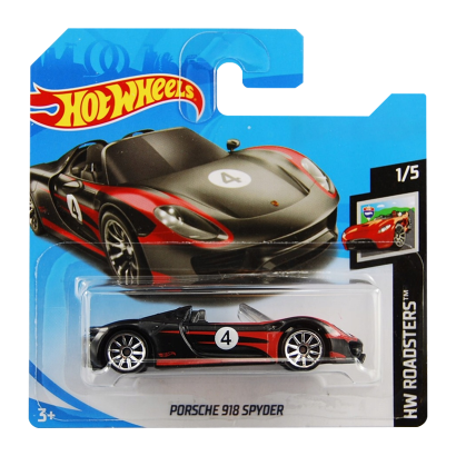 Машинка Базовая Hot Wheels Porsche 918 Spyder Roadsters 1:64 FYD27 Black - Retromagaz