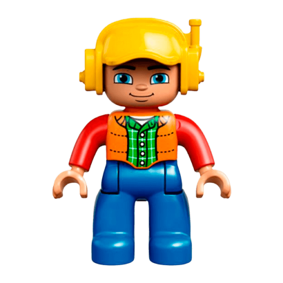 Фигурка Lego Boy Blue Legs Orange Vest Duplo 47394pb231a Б/У - Retromagaz