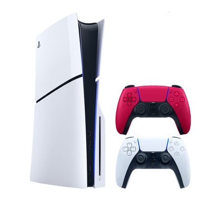 Набор Консоль Sony PlayStation 5 Slim Blu-ray 1TB White Новый + Геймпад Беспроводной DualSense Cosmic Red - Retromagaz