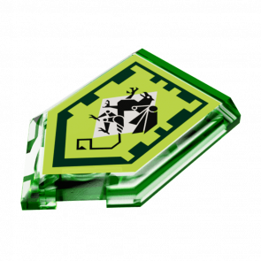 Плитка Lego Модифікована Декоративна 4шт Pentagonal Nexo Power Shield Mechanical Griffin 2 x 3 22385pb101 6171905 Trans-Bright Green Б/У - Retromagaz