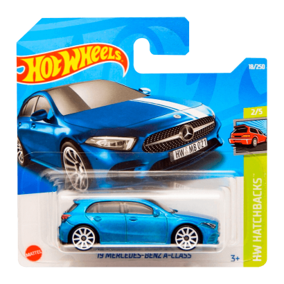 Машинка Базовая Hot Wheels '19 Mercedes-Benz A-Class Hatchbacks 1:64 HCV27 Blue - Retromagaz