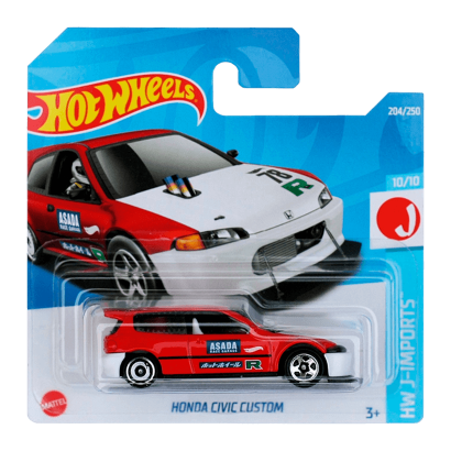 Машинка Базовая Hot Wheels Honda Civic Custom J-Imports 1:64 HCX78 Red - Retromagaz